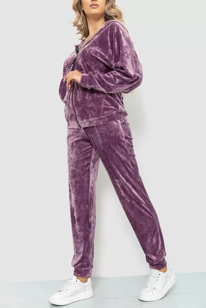Купити Спорт костюм жіночий велюровий, колір сливовий, 236R702 - Фото №3