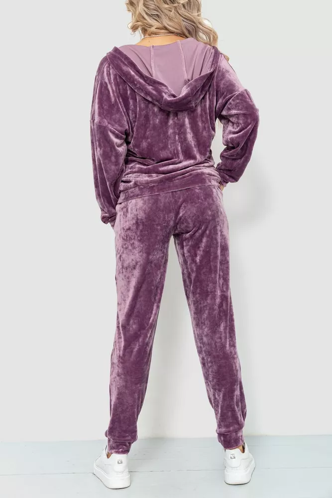 Купити Спорт костюм жіночий велюровий, колір сливовий, 236R702 - Фото №4