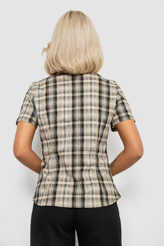 Купити Сорочка жіноча в клітинку, колір сіро-бежевий, 230R065 оптом - Фото №4