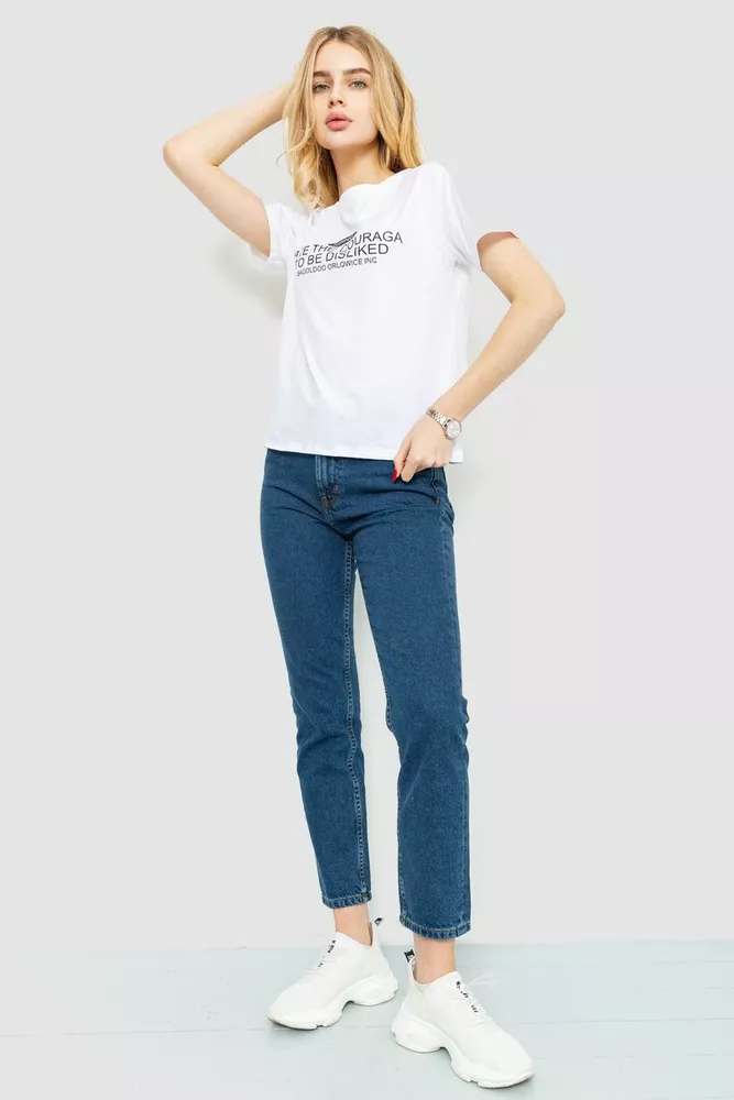 Купить Футболка женская с принтом, цвет белый, 221R3006 оптом - Фото №2