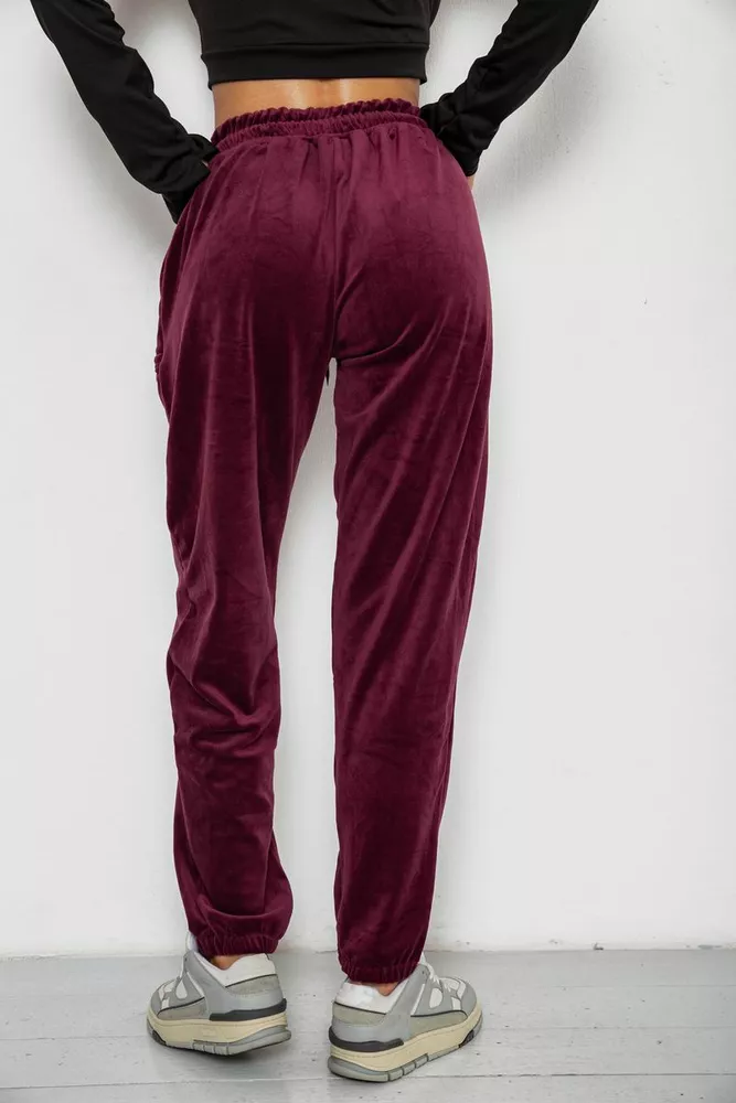 Купить Спортивные штаны велюровые женские на флисе  -уценка, цвет бордовый, 238R58645-U-1 - Фото №4