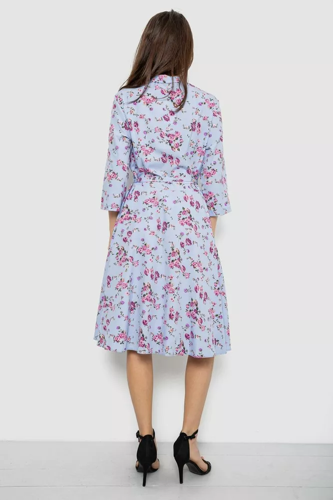 Купить Платье софт c цветочным принтом, цвет голубой, 230R040-10 - Фото №4