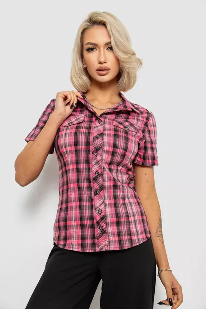 Рубашка женская в клетку, цвет малиновый, 230R065
