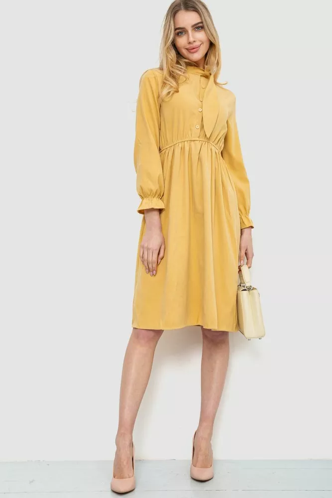 Купити Ошатне плаття  -уцінка, колір пісочний, 246R203-U-10 - Фото №2