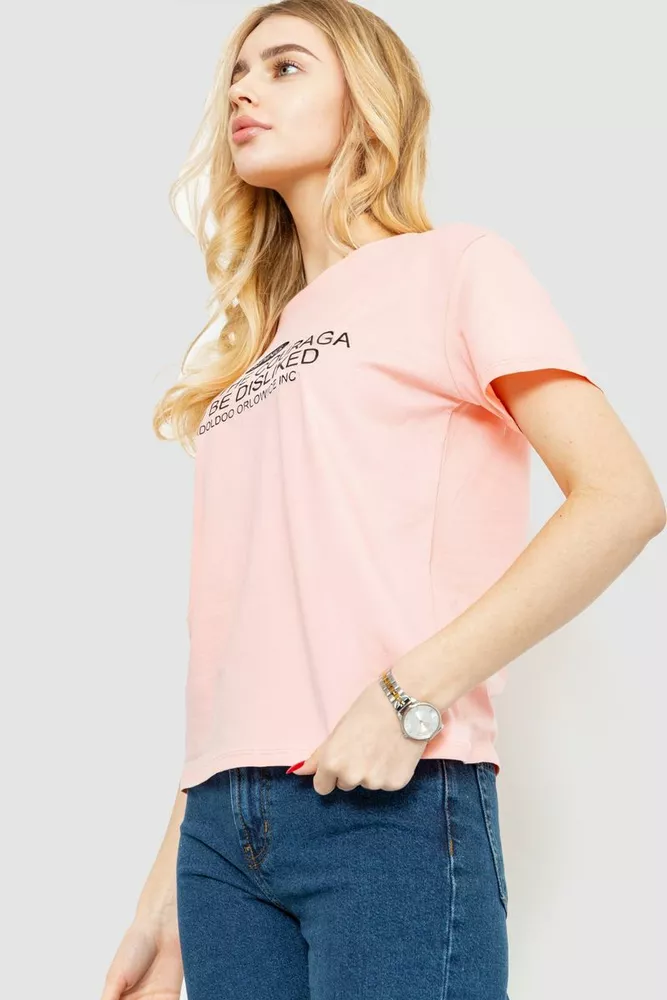 Купити Футболка жіноча з принтом, колір рожевий, 221R3006 оптом - Фото №3