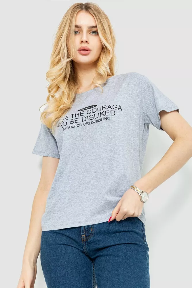 Купити Футболка жіноча з принтом, колір сірий, 221R3006 - Фото №1