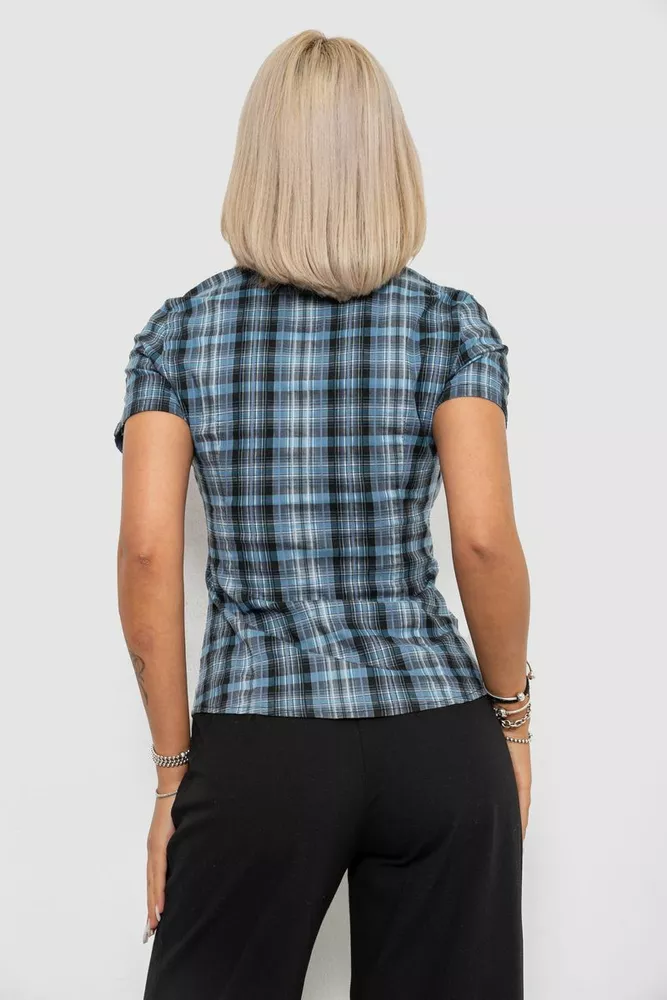 Купить Рубашка женская в клетку, цвет синий, 230R065 оптом - Фото №4