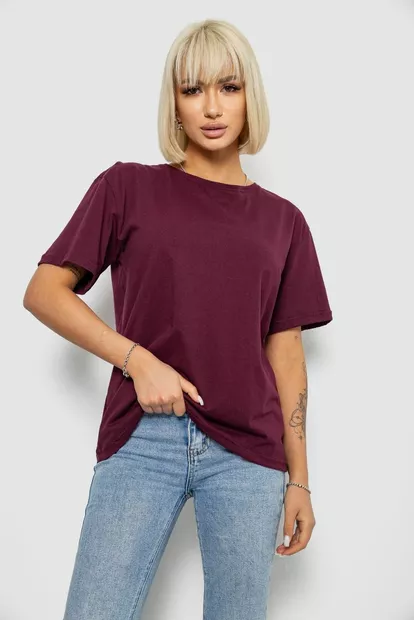 Футболка жіноча однотонна, колір сливовий, 129R8900-1