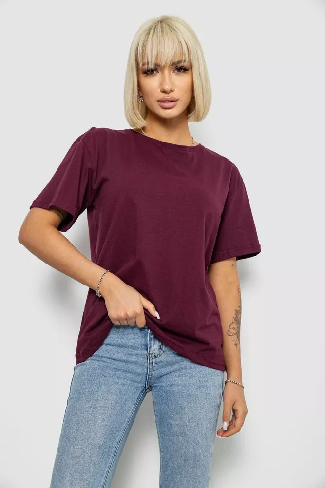 Купити Футболка жіноча однотонна, колір сливовий, 129R8900-1 - Фото №1