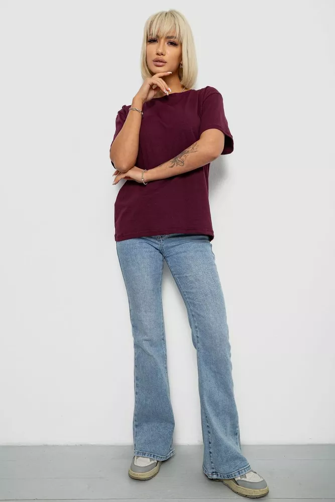 Купити Футболка жіноча однотонна, колір сливовий, 129R8900-1 - Фото №2