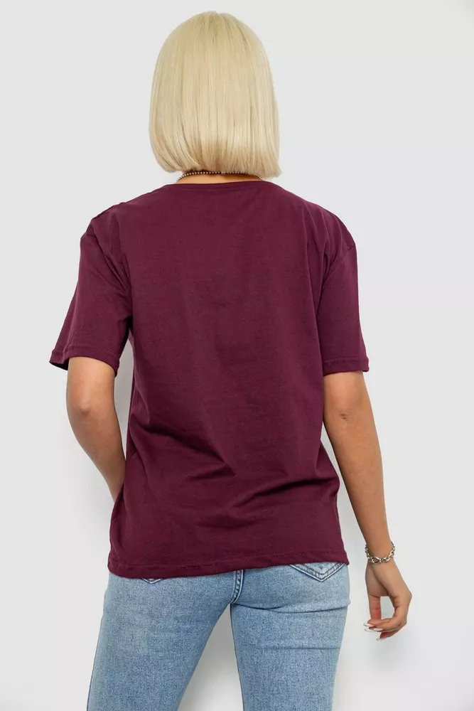 Купити Футболка жіноча однотонна, колір сливовий, 129R8900-1 - Фото №4