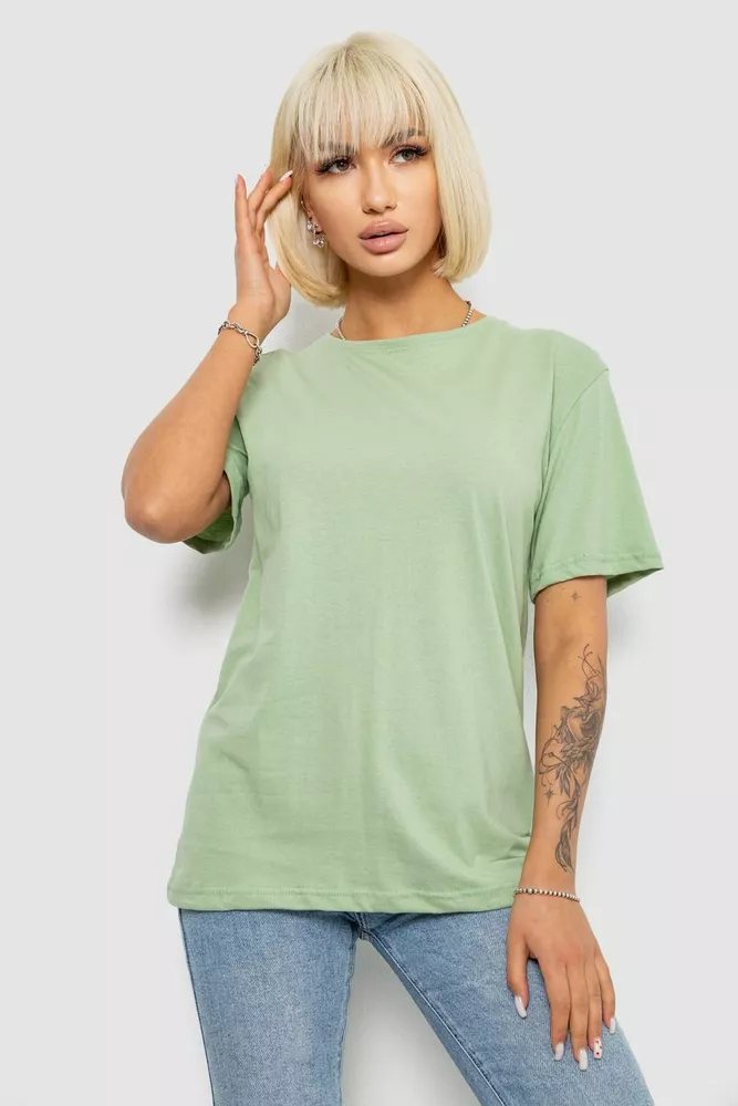 Купити Футболка жіноча однотонна, колір оливковий, 129R8900-1 - Фото №1