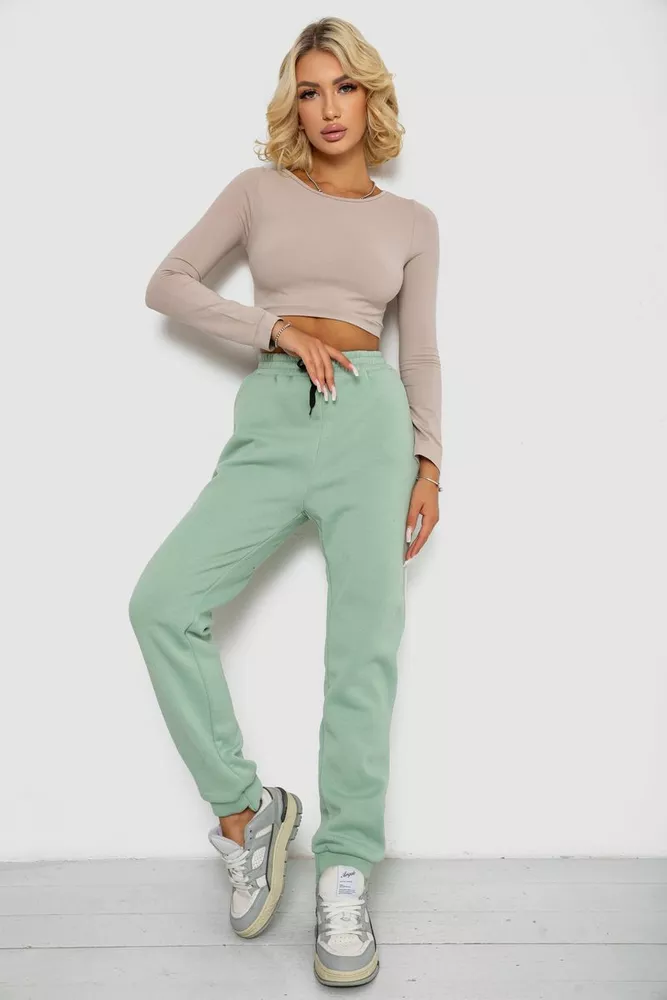 Купить Спортивные штаны женские на флисе  -уценка, цвет светло-мятный, 238R57020-U-9 - Фото №2