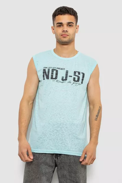 Майка чоловіча з принтом, колір бірюзовий, 244R352-5