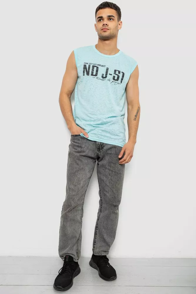 Купить Майка мужская с принтом, цвет бирюзовый, 244R352-5 - Фото №2