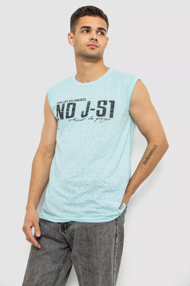 Купить Майка мужская с принтом, цвет бирюзовый, 244R352-5 - Фото №3