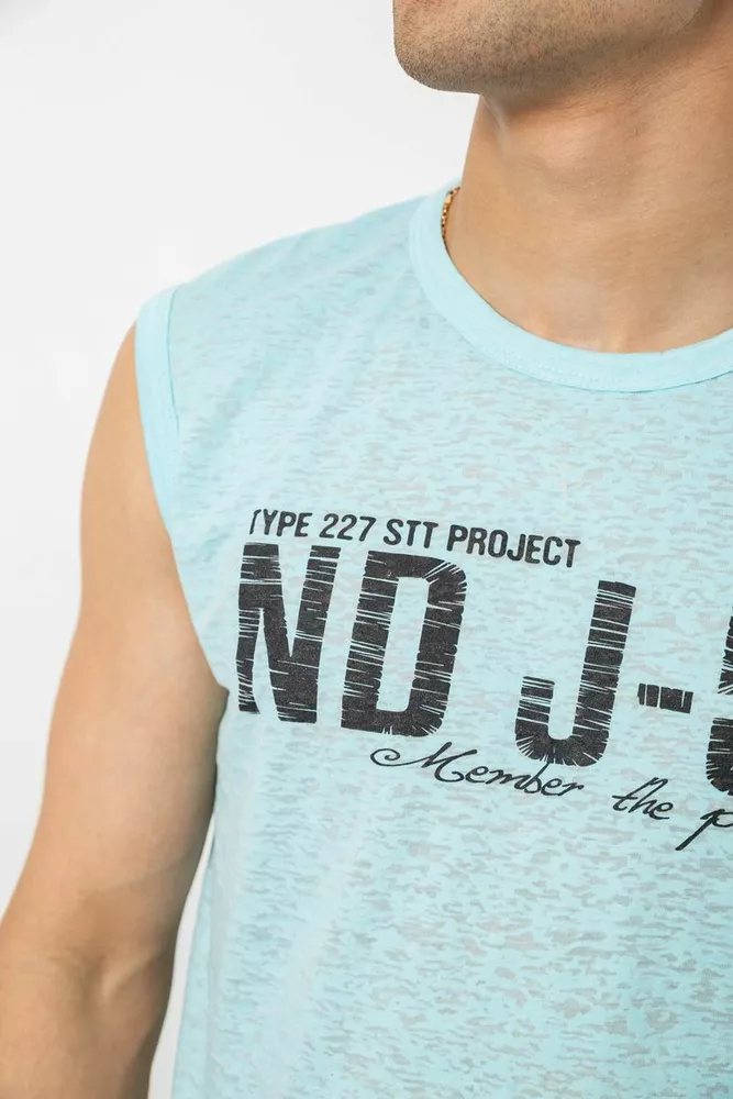 Купить Майка мужская с принтом, цвет бирюзовый, 244R352-5 - Фото №5