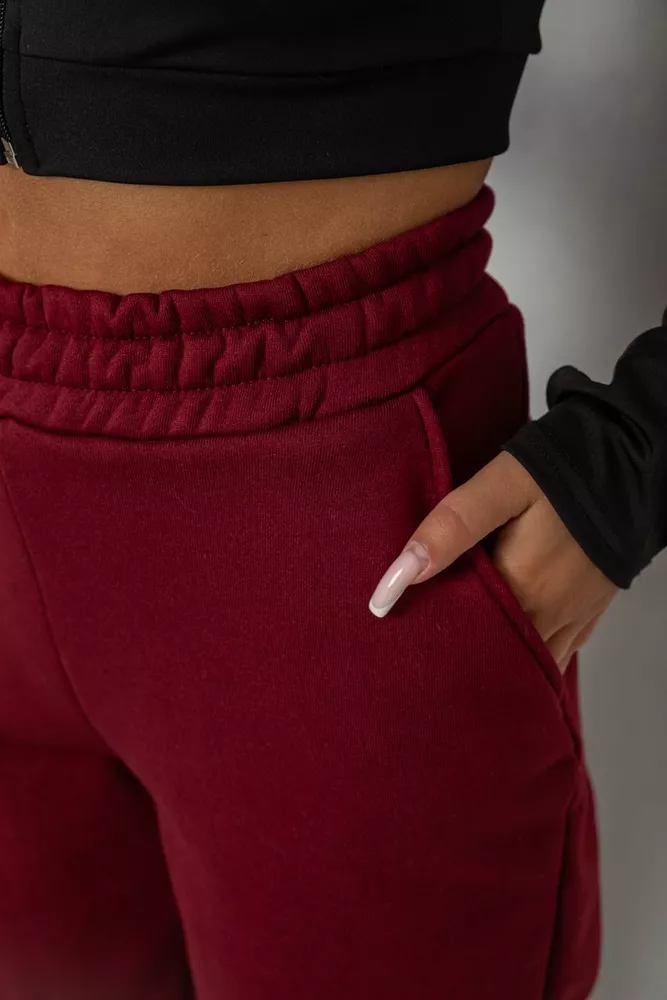 Купить Спортивные штаны женские на флисе  -уценка, цвет бордовый, 238R58671-U-10 - Фото №5