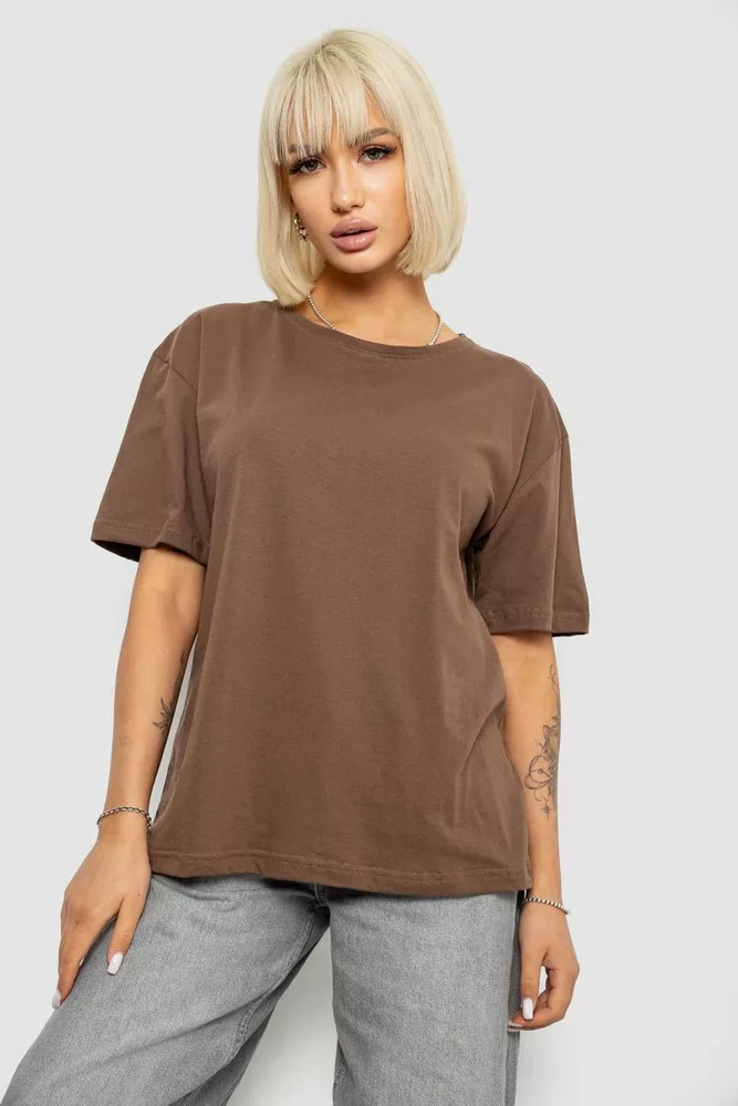Купити Футболка жіноча однотонна, колір коричневий, 129R8900-1 - Фото №1
