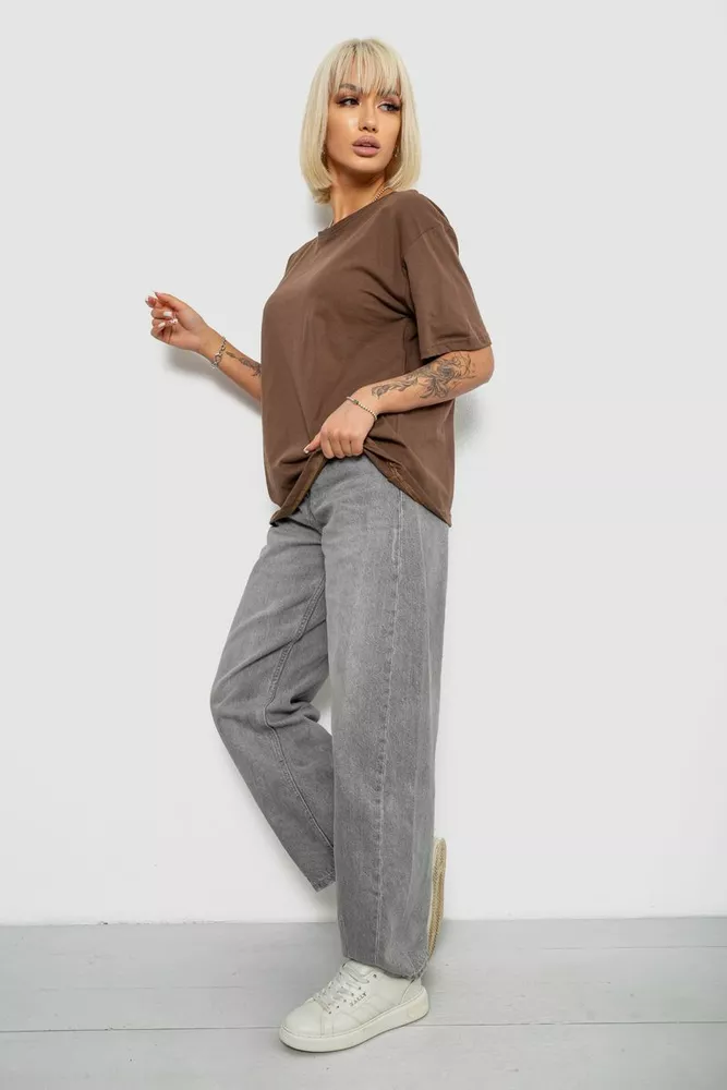 Купити Футболка жіноча однотонна, колір коричневий, 129R8900-1 - Фото №2