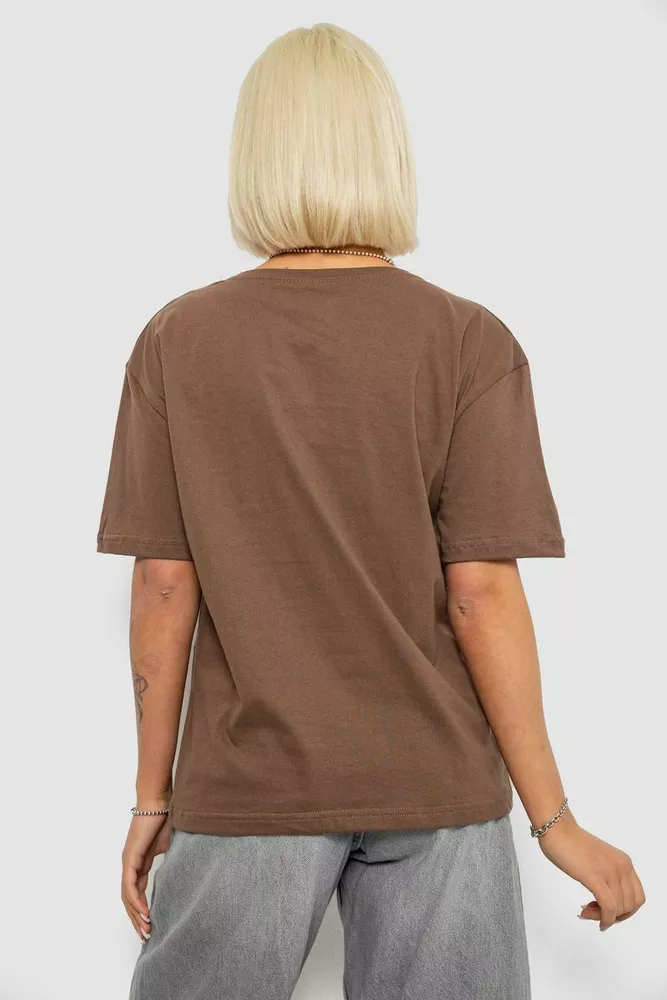 Купити Футболка жіноча однотонна, колір коричневий, 129R8900-1 - Фото №4