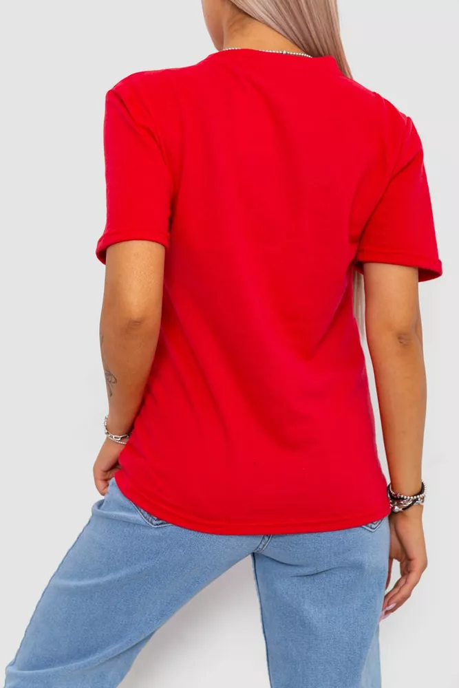 Купить Футболка женская однотонная базовая, цвет красный, 238R57809 - Фото №4