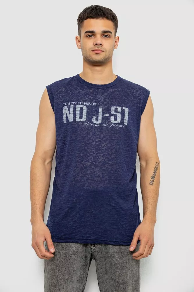 Купити Майка чоловіча з принтом, колір синій, 244R352-5 - Фото №1