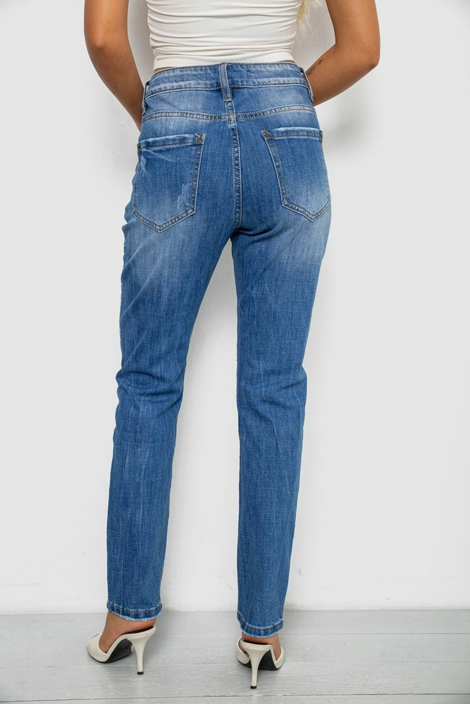 Купити Джинси жіночі однотонні Straight fit, колір синій, 244RF-8196 - Фото №4