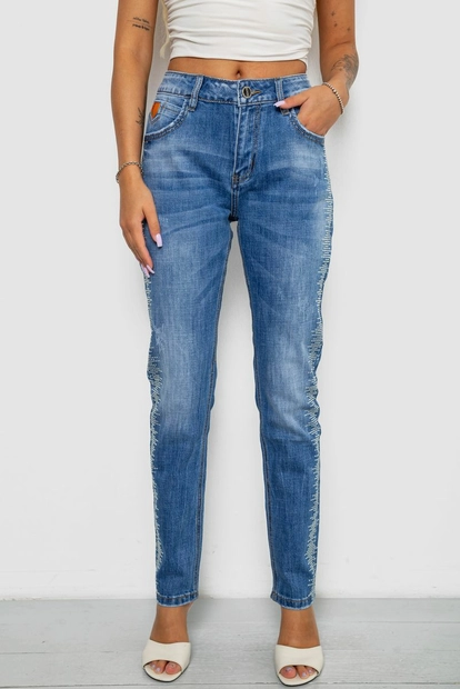 Джинсы женские однотонные Straight fit, цвет синий, 244RF-8196