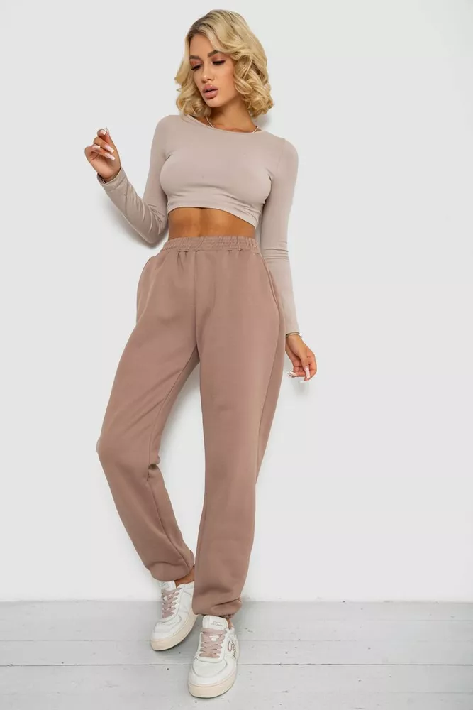 Купити Спортивні штани жіночі на флісі  -уцінка, колір мокко, 238R58671-U-12 - Фото №2
