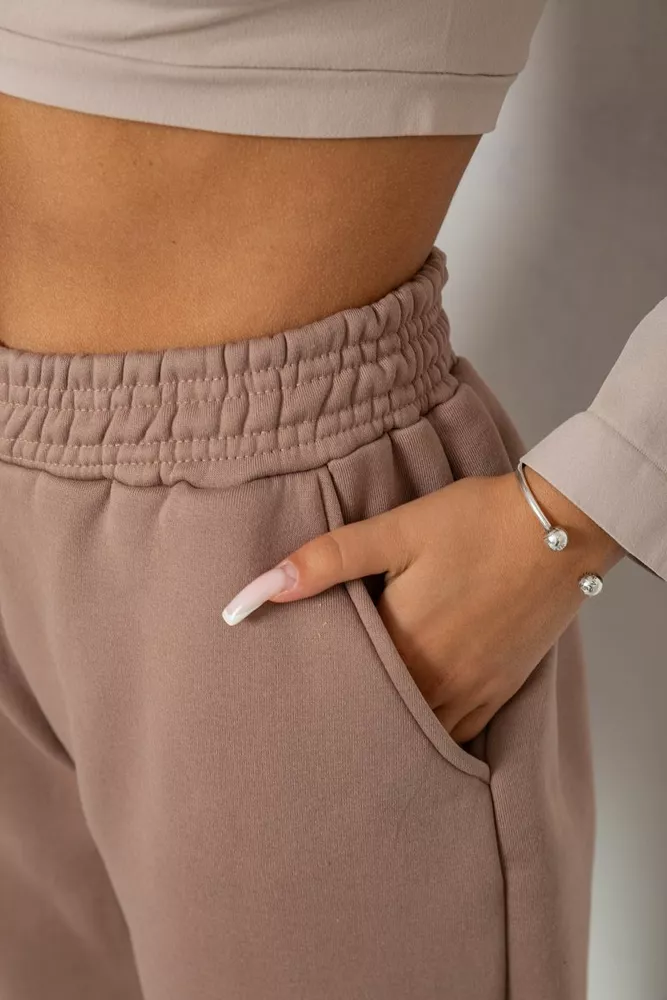 Купити Спортивні штани жіночі на флісі  -уцінка, колір мокко, 238R58671-U-12 - Фото №5