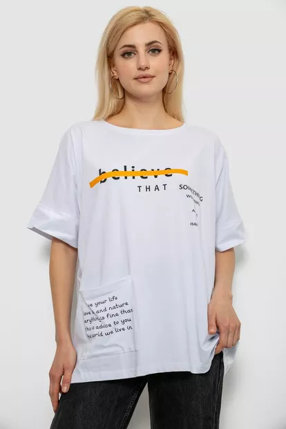Футболка женская с принтом, цвет белый, 244R4020