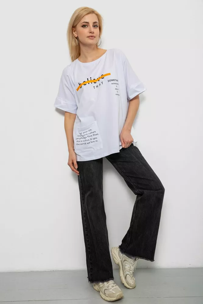 Купить Футболка женская с принтом, цвет белый, 244R4020 - Фото №2