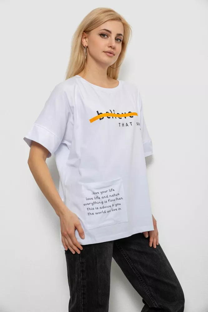 Купить Футболка женская с принтом, цвет белый, 244R4020 - Фото №3