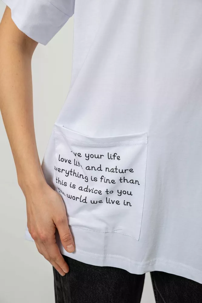 Купить Футболка женская с принтом, цвет белый, 244R4020 - Фото №5