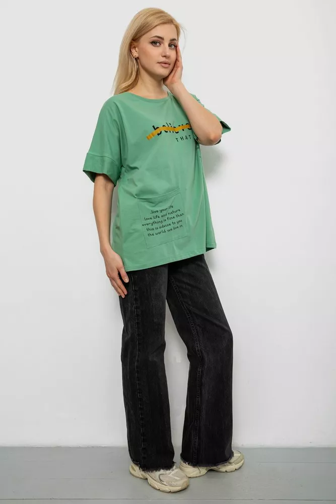 Купить Футболка женская с принтом, цвет оливковый, 244R4020 - Фото №2