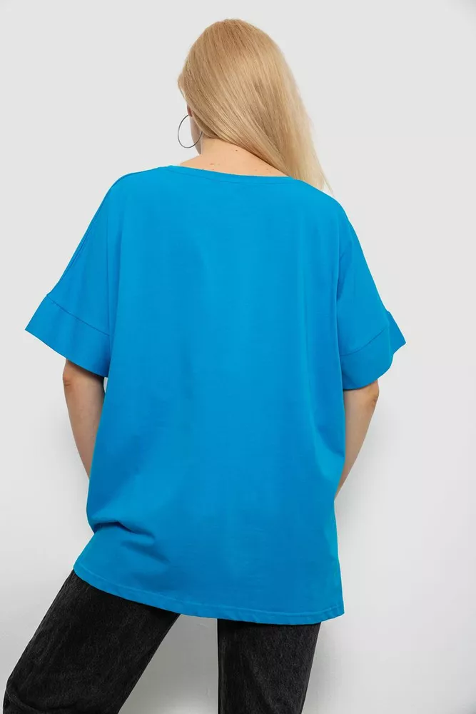 Купить Футболка женская с принтом, цвет бирюзовый, 244R4020 - Фото №4