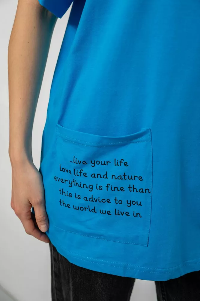 Купить Футболка женская с принтом, цвет бирюзовый, 244R4020 - Фото №5