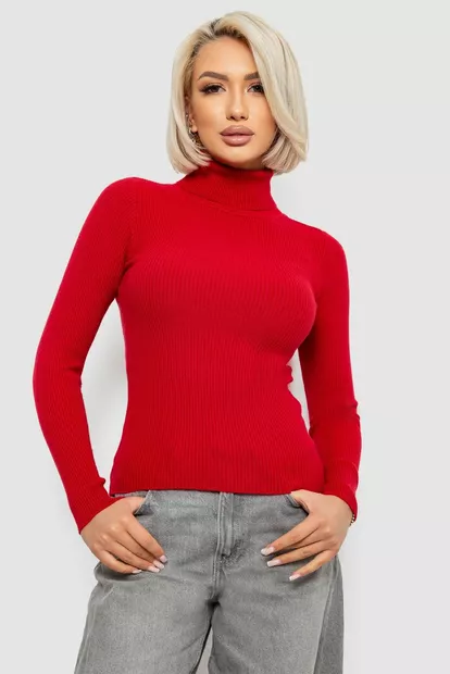 Стильный женский гольф в рубчик, цвет бордовый, 204R001