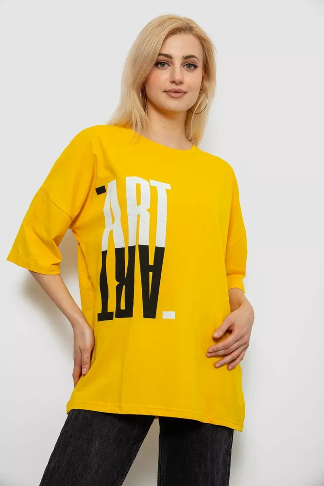 Купить Футболка женская с принтом, цвет желтый, 244R2015 - Фото №1
