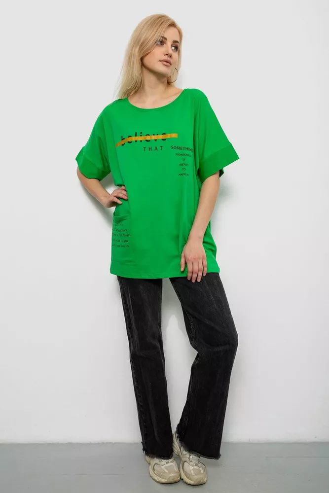 Купить Футболка женская с принтом, цвет зеленый, 244R4020 - Фото №2