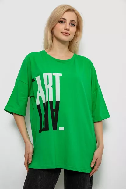 Футболка женская с принтом, цвет зеленый, 244R2015