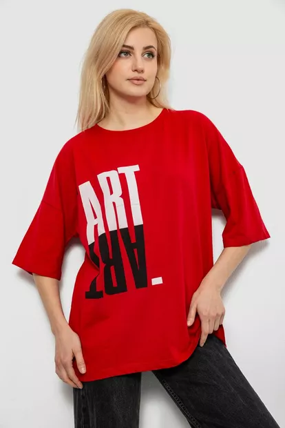 Футболка женская с принтом, цвет красный, 244R2015