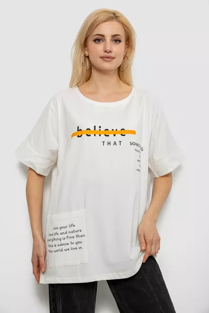 Футболка женская с принтом, цвет молочный, 244R4020