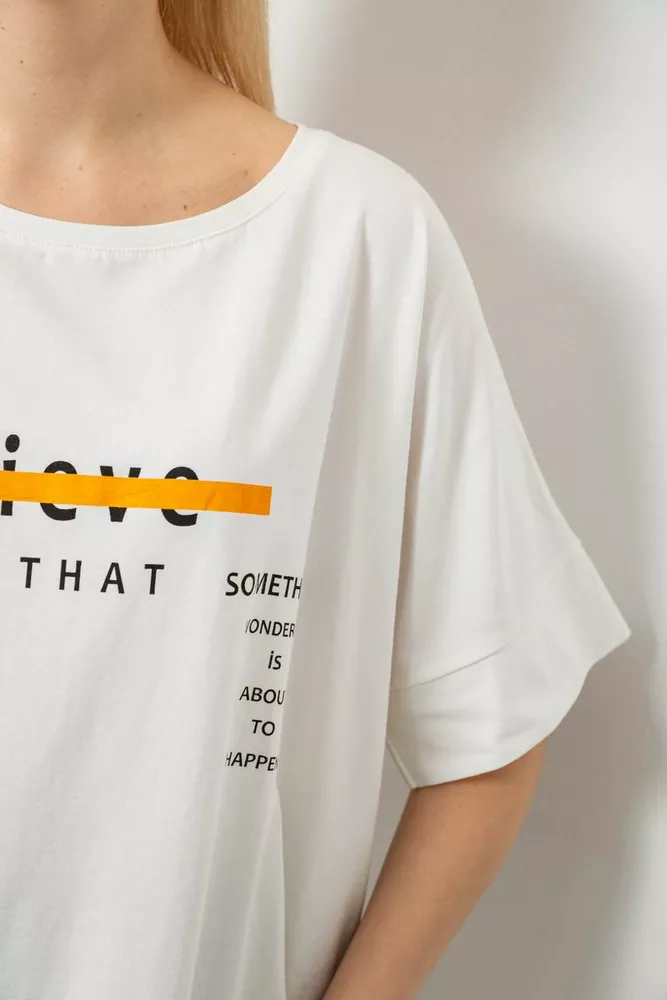 Купить Футболка женская с принтом, цвет молочный, 244R4020 - Фото №5