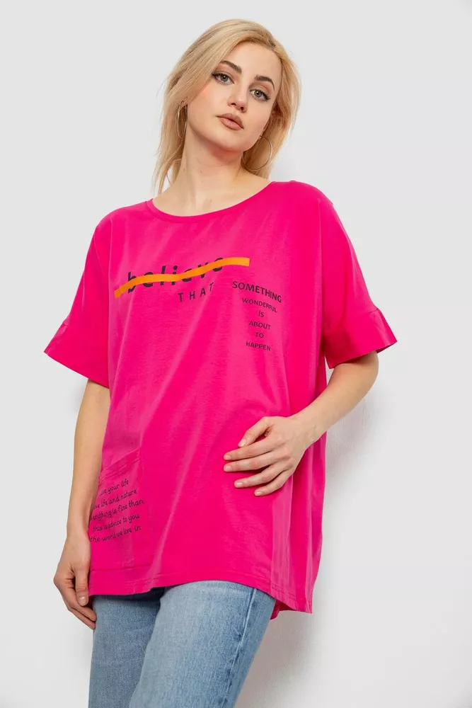 Купить Футболка женская с принтом, цвет розовый, 244R4020 - Фото №3