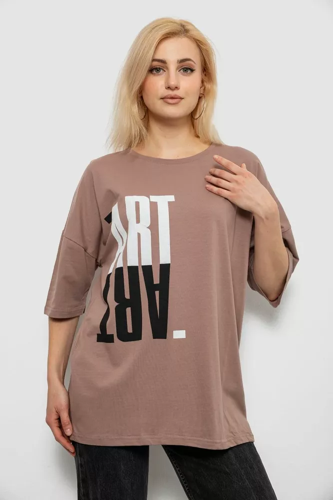 Купить Футболка женская с принтом, цвет мокко, 244R2015 - Фото №1