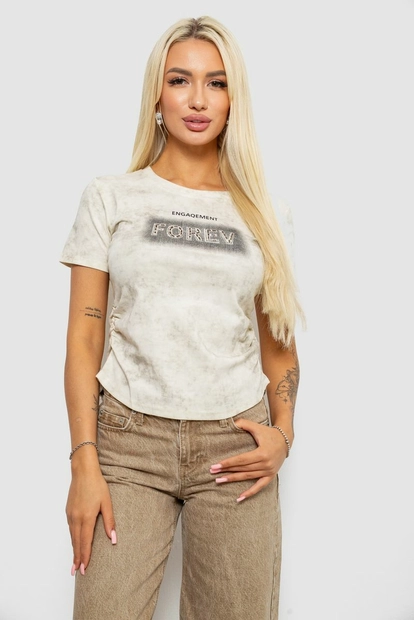 Футболка женская с принтом, цвет кремовый, 221R3302