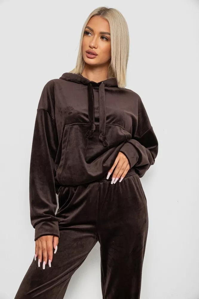 Купити Спортивний костюм жіночий велюровий, колір шоколадний, 241R1530-5 - Фото №2