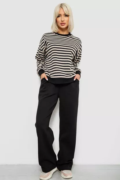 Спортивний костюм жіночий, колір чорно-бежевий, 244R1065AG